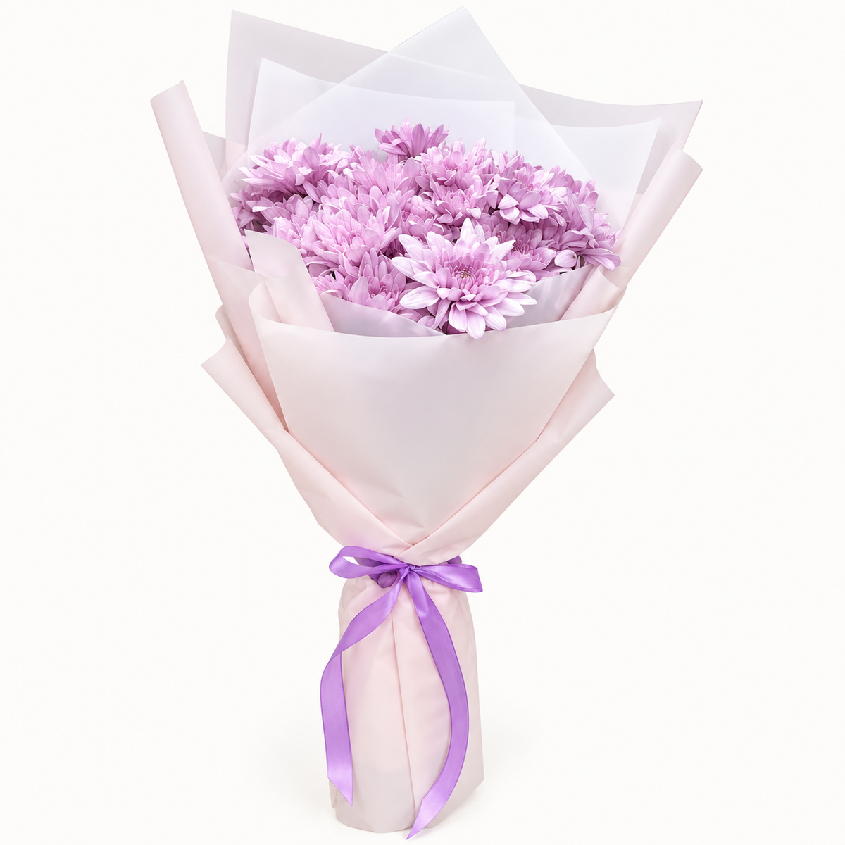 10 purple chrysanthemums bouquet