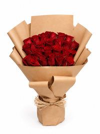 25 fresh red roses beautifully arranged in a luxury bouquet with same-day roses delivery in Kuwait.