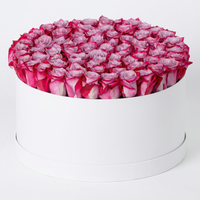 60 Purple Roses Flower Box with fresh premium purple roses arranged in a luxury white flower box.