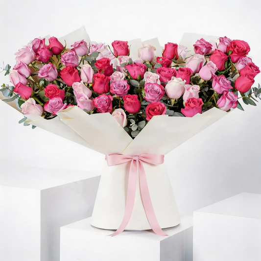 Elegant Hand-Tied Bouquet of 50 Blush Pink Roses