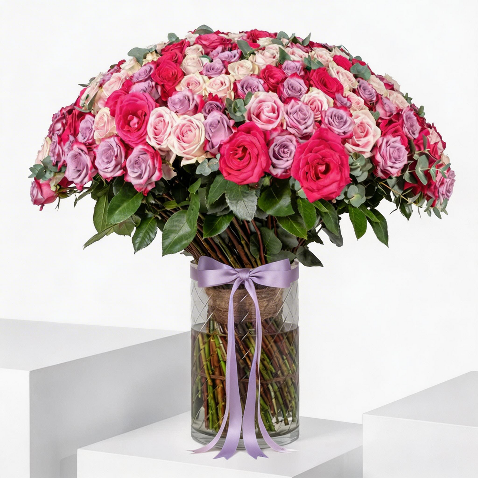 Premium 200 Roses Vase Mixed Flowers