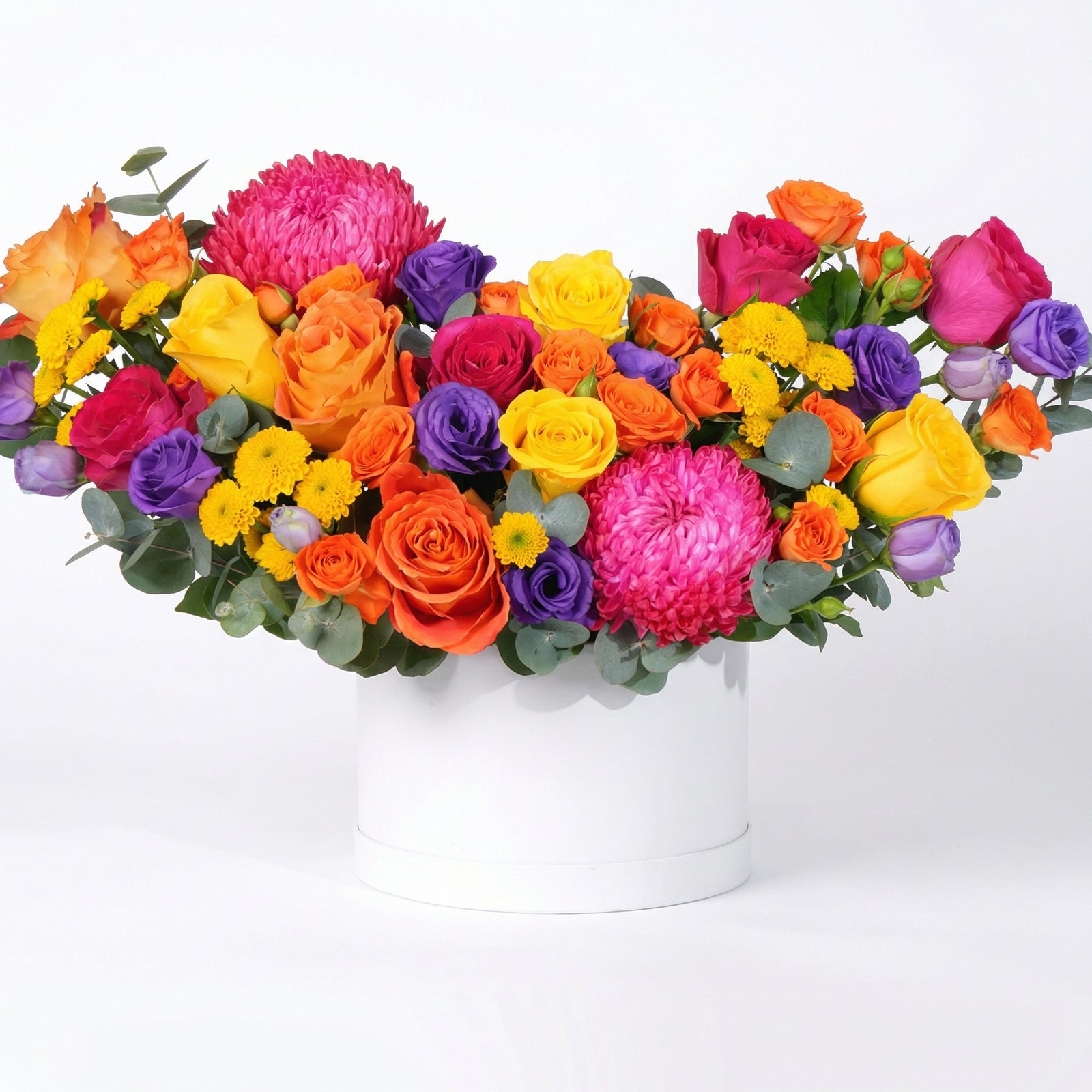 Birthday Vibrant Floral Hatbox Arrangement