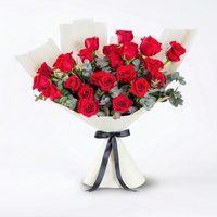Elegant Hand-Tied Bouquet of 25 Red Roses for Anniversary Celebration