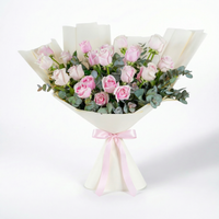 Anniversary Special Hand-Tied Bouquet of 25 Pink Roses – Elegant Floral Gift