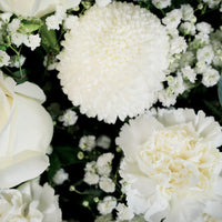 Elegant White Floral Vase Arrangement with Roses and Carnations