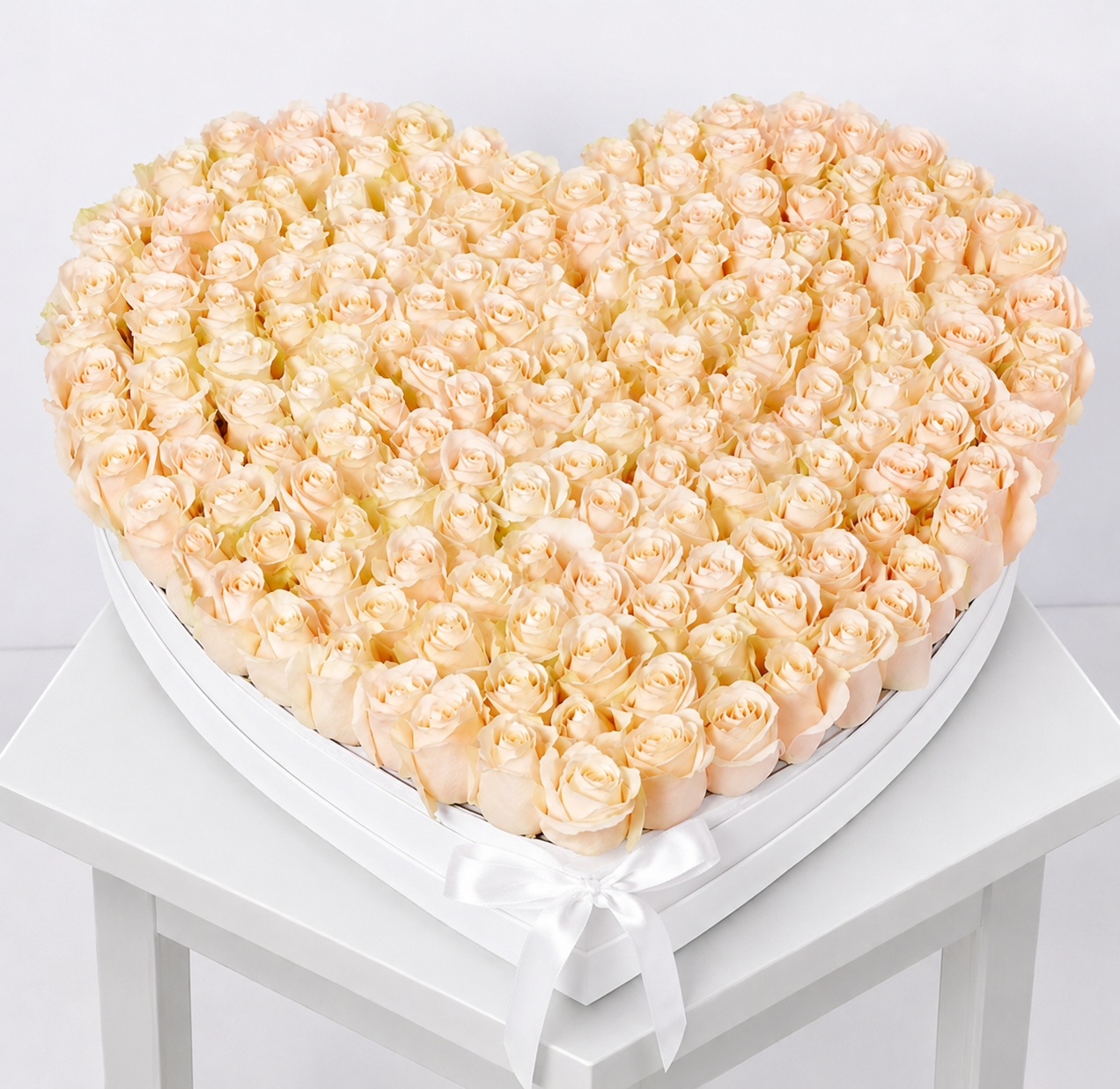 Luxury 100 White Roses Heart-Shaped Floral Arrangement