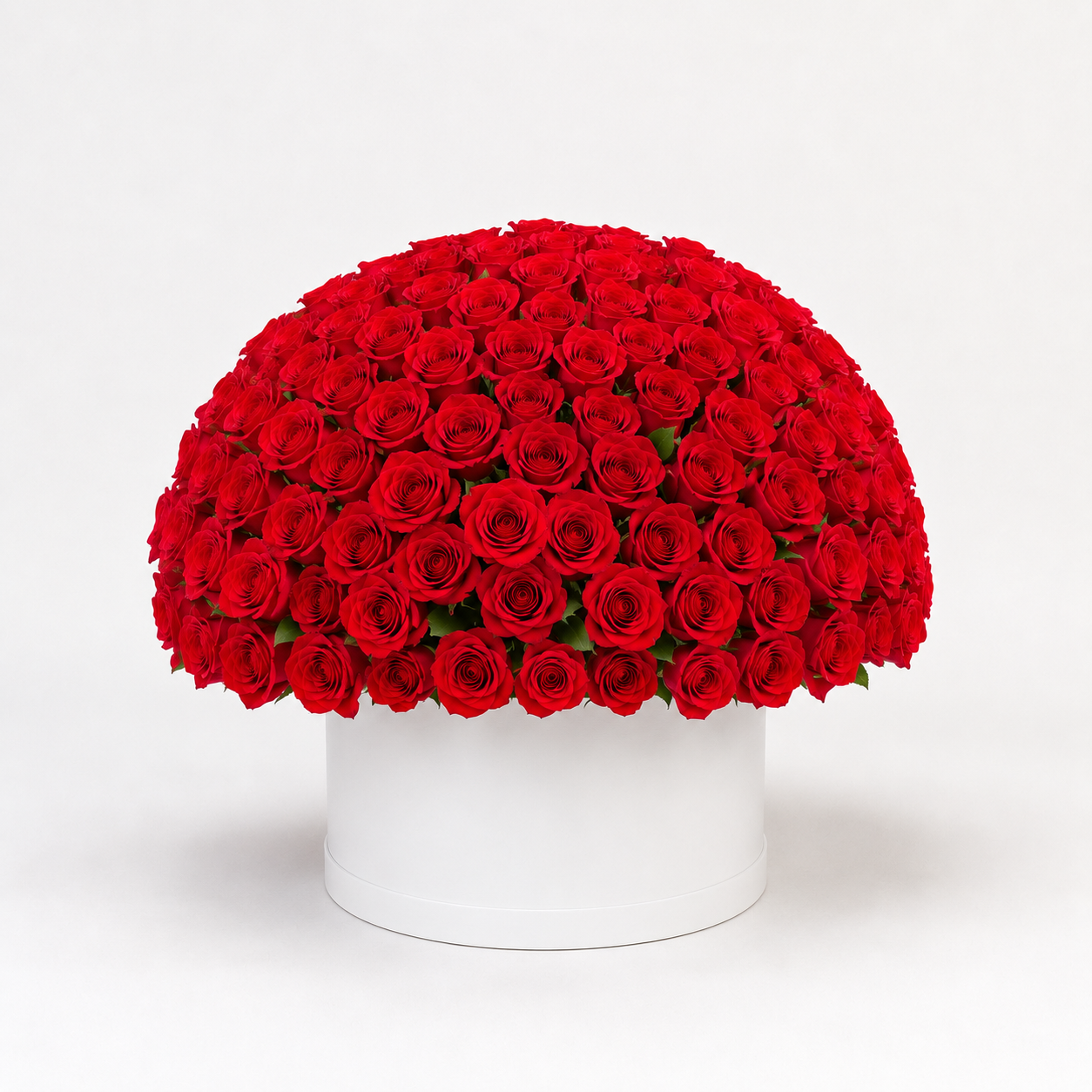 Royal 200 Red Roses Luxury Box with 200 fresh premium red roses in a luxury round white flower box in Kuwait