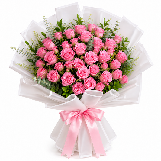Luxury Pink Baby Rose Bouquet – 20 Stems