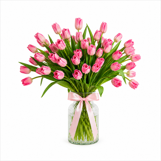 Luxury Pink Tulip Vase Bouquet
