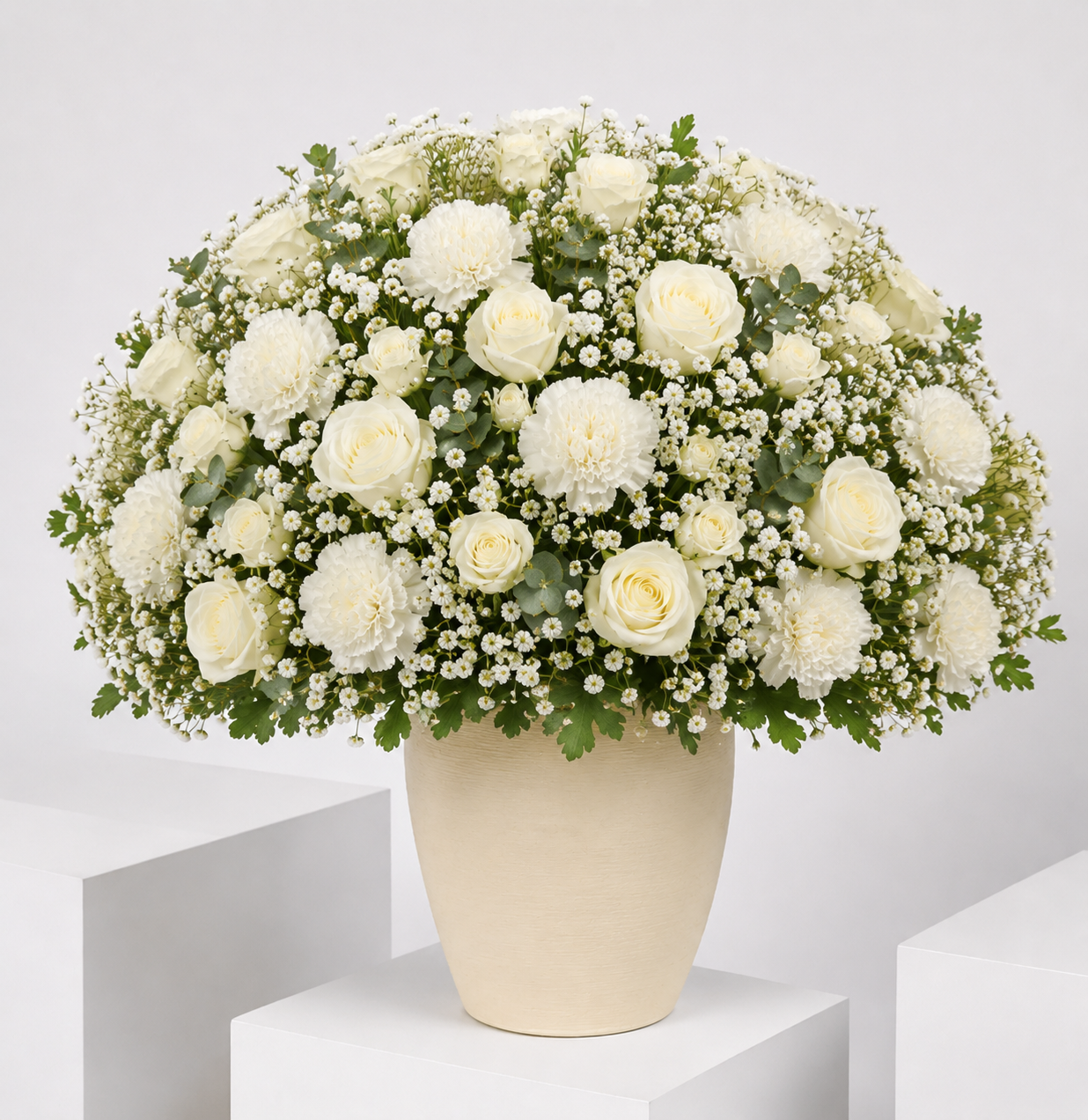 Luxury White Rose & Carnation Vase Arrangement