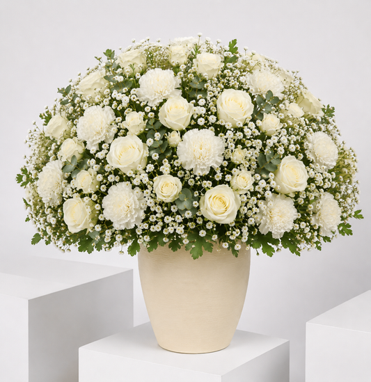 Luxury White Rose & Carnation Vase Arrangement
