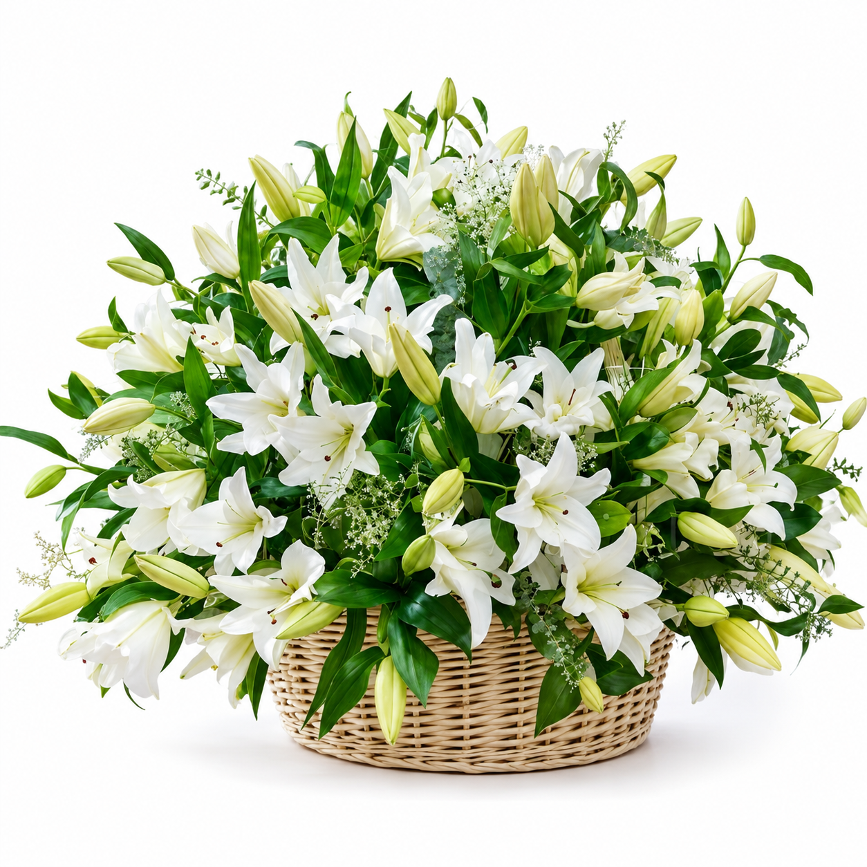 Pure White Lilies Basket