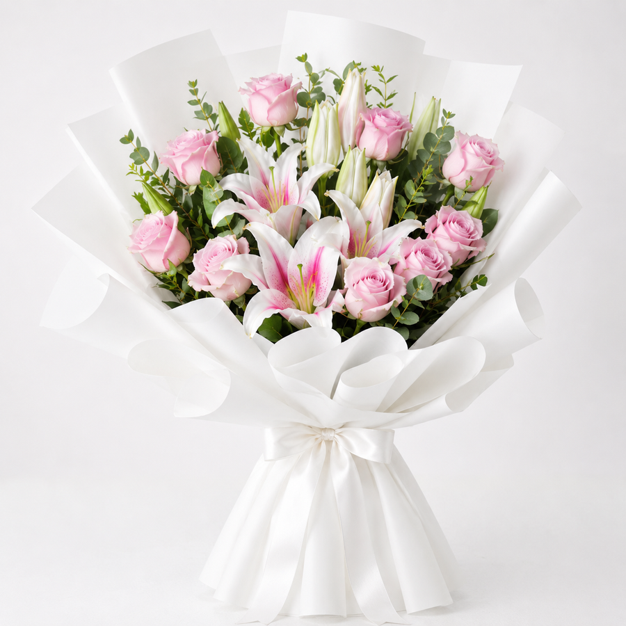 Blush Lily & Pink Rose Luxury Bouquet