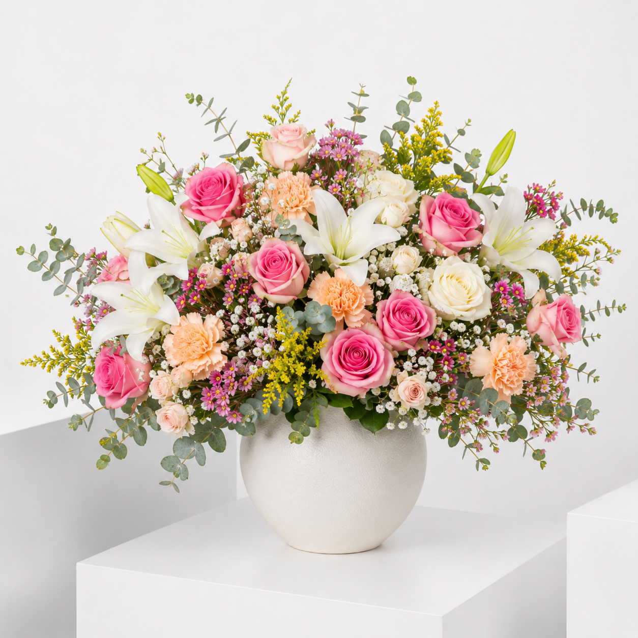 Premium Roses, Lilies & Carnation Vase Arrangement