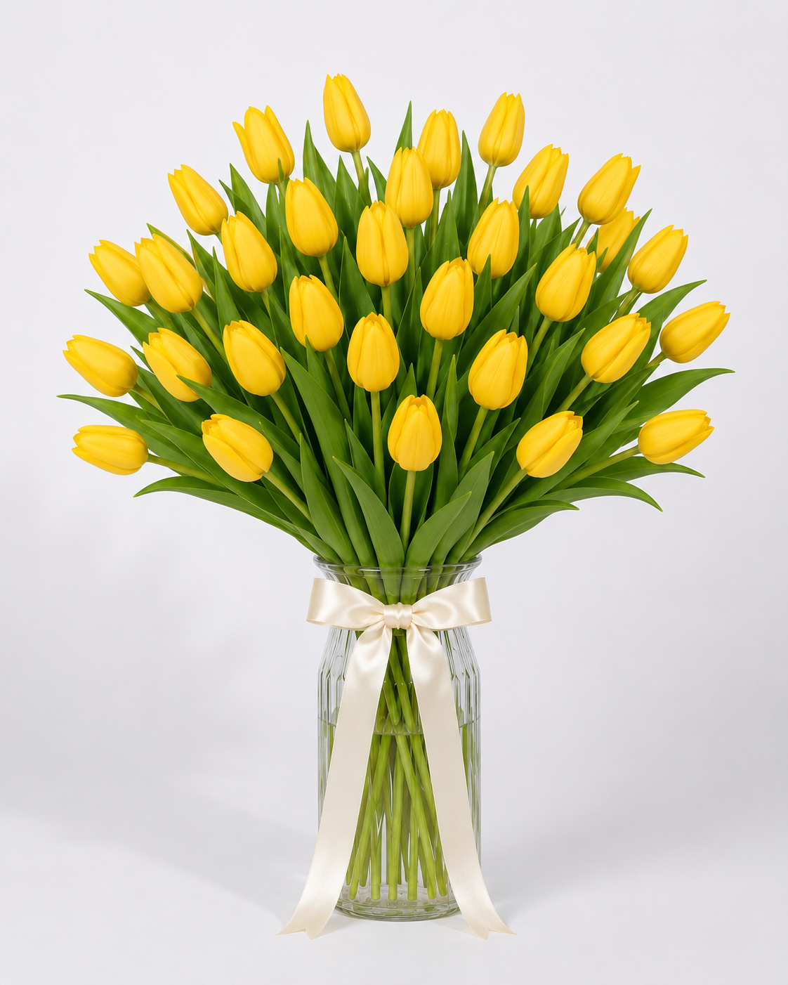 Golden Sunshine Yellow Tulips Vase