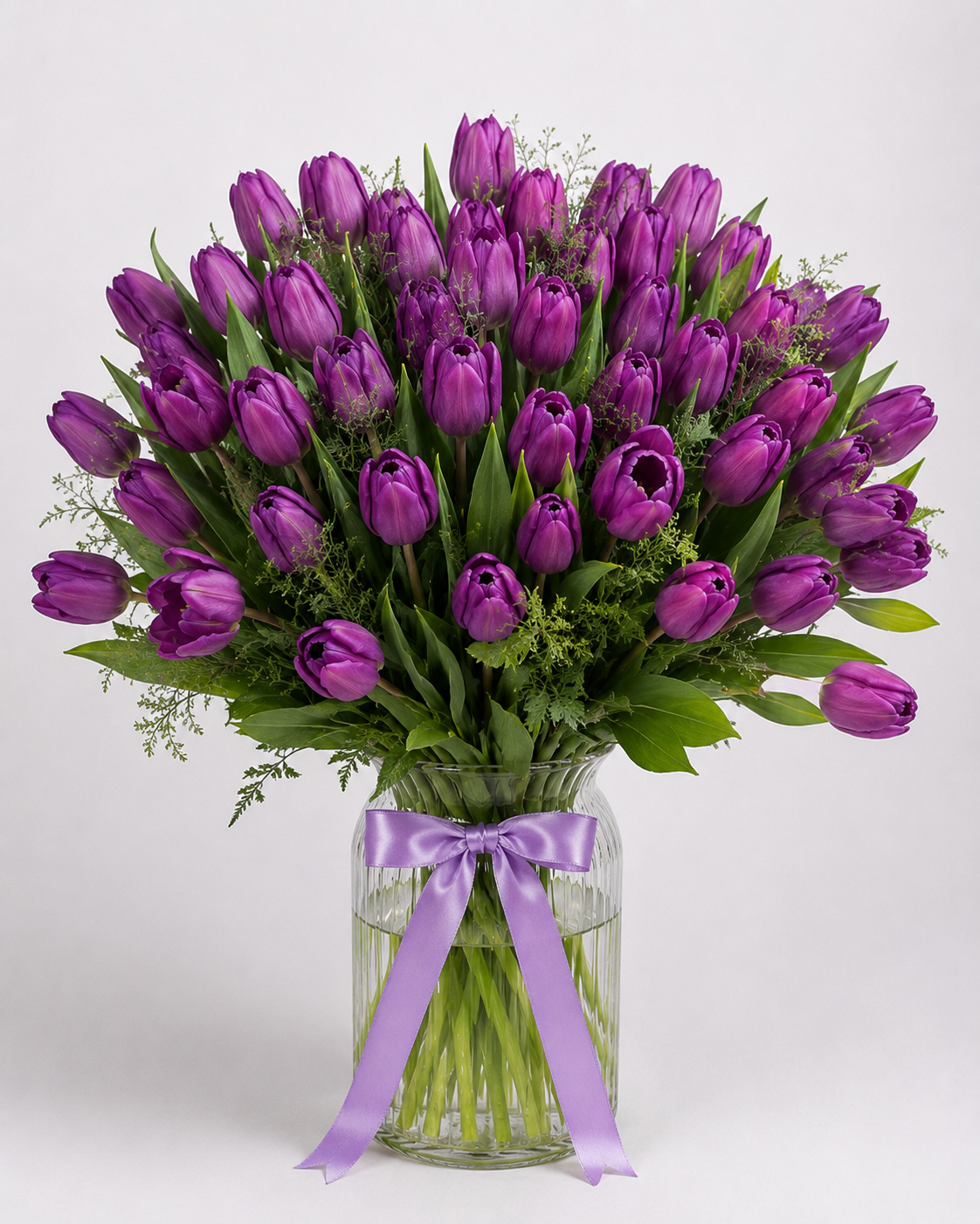 Royal Purple Tulips Vase Arrangement