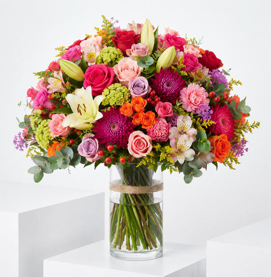 Premium Mixed Roses and Lilies Vase