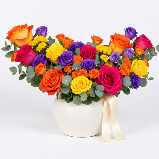 Vibrant Birthday Floral Arrangement in a Modern Vase