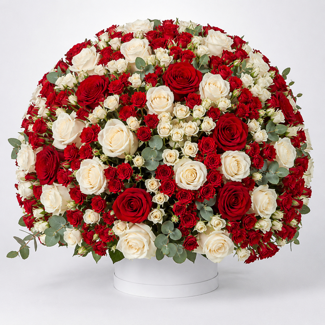200 Premium Red & White Roses Flower Box Arrangement