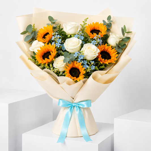 Sunflower & White Rose Harmony