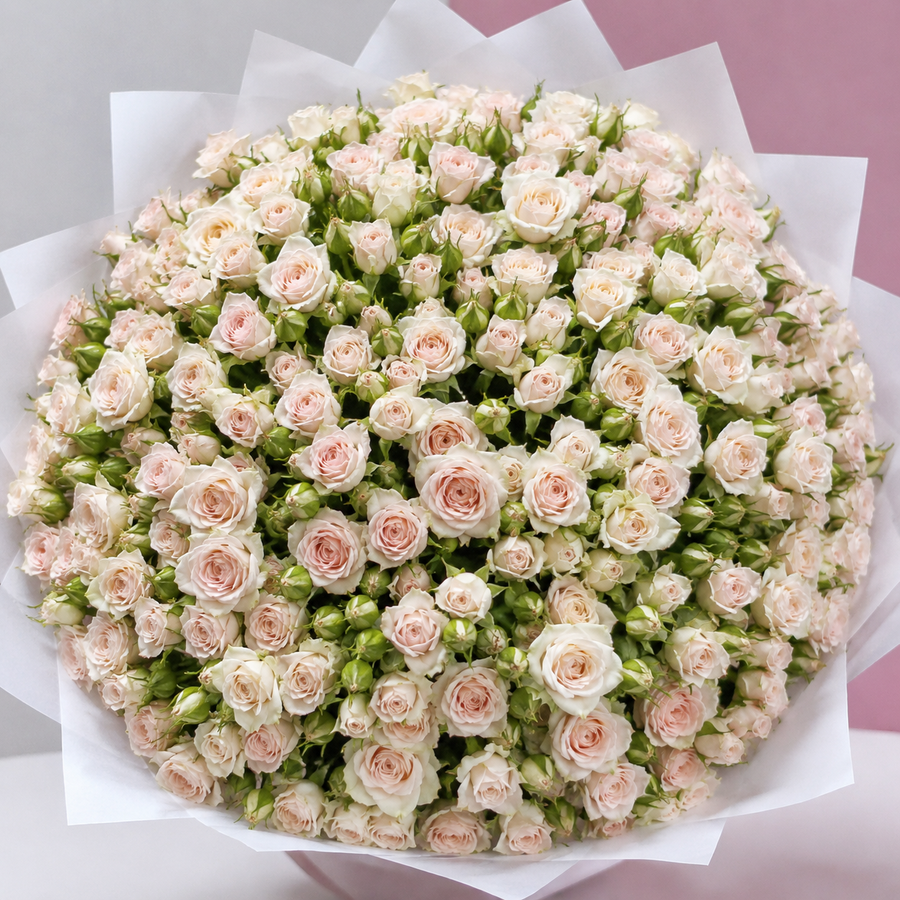 Peach Whisper Baby Roses Bouquet