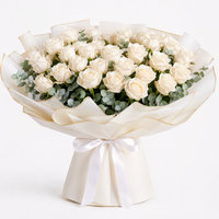 50 Luxurious White Roses Bouquet