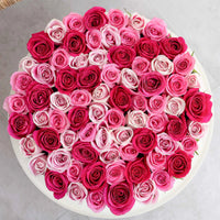 Elegant Mixed Rose Flower Box from Flowers in Kuwait. Featuring red, pink, lavender purple and white roses with same-day flower deliver