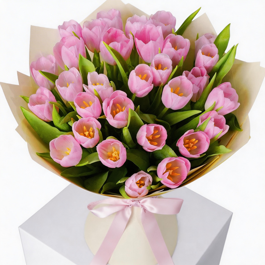 20 Luxurious Pink Tulips Bouquet