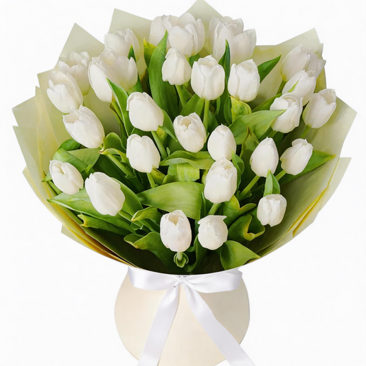 20 Luxurious White Tulips Bouquet