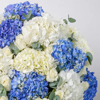 Baby Heavenly Blues Floral Hatbox Gift Set with Teddy Bear & Balloons