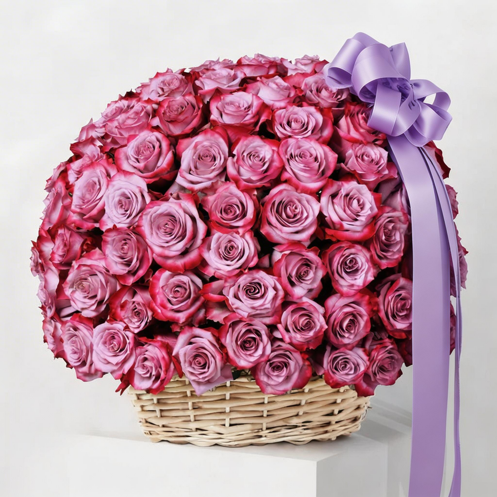 100 Flowers Purple Floral Basket