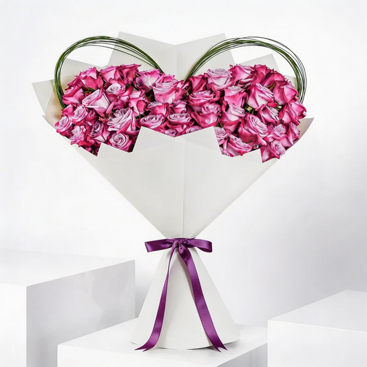 Rhodora – Hand-Tied Bouquet of 50 Long-Stem Purple Roses