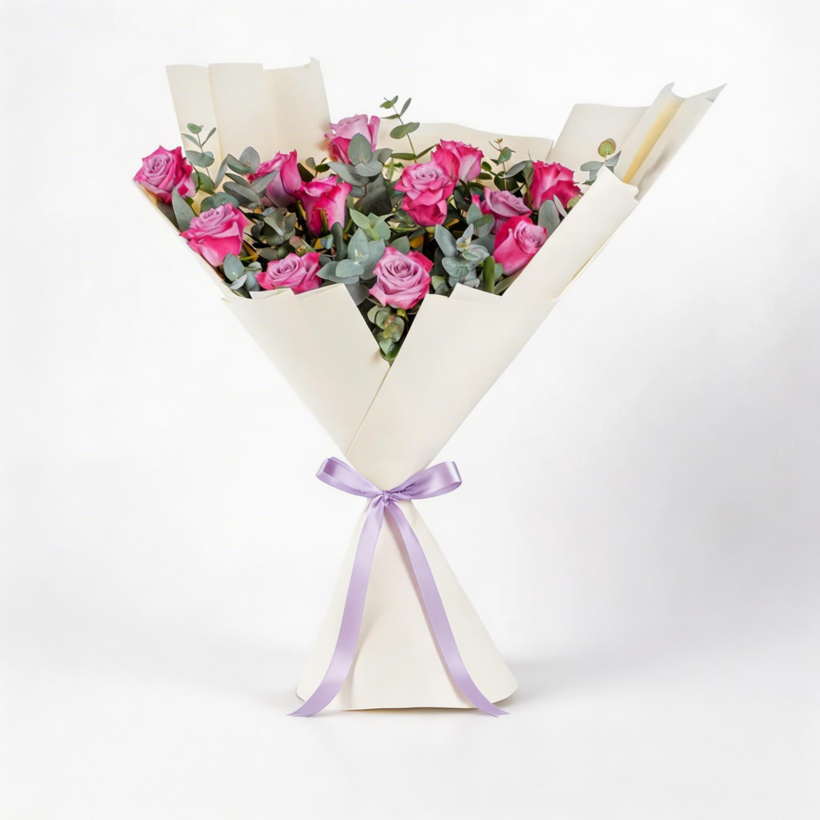 Elegant Dozen Purple Roses Bouquet with Fresh Greenery