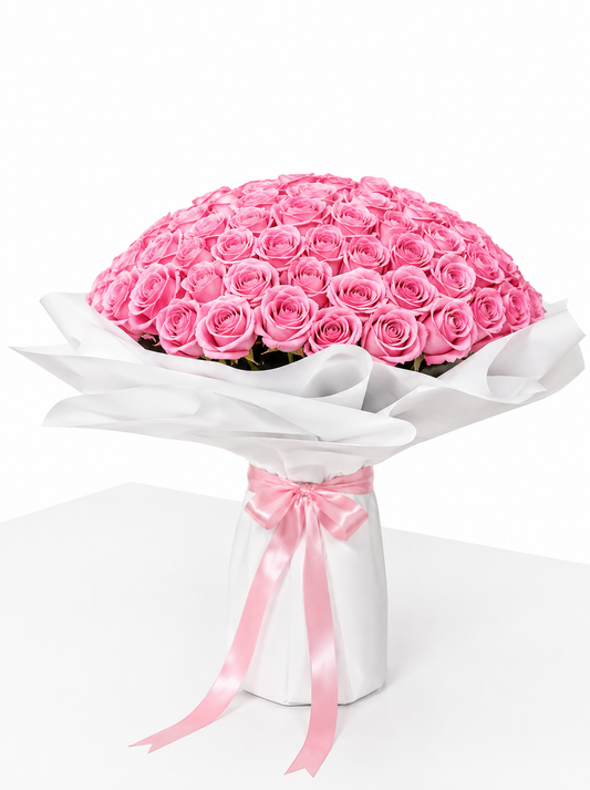  Pink roses bouquet for same-day flower delivery in Kuwait.