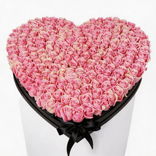 Blush Pink Rose Heart Arrangement – XL Floral Box