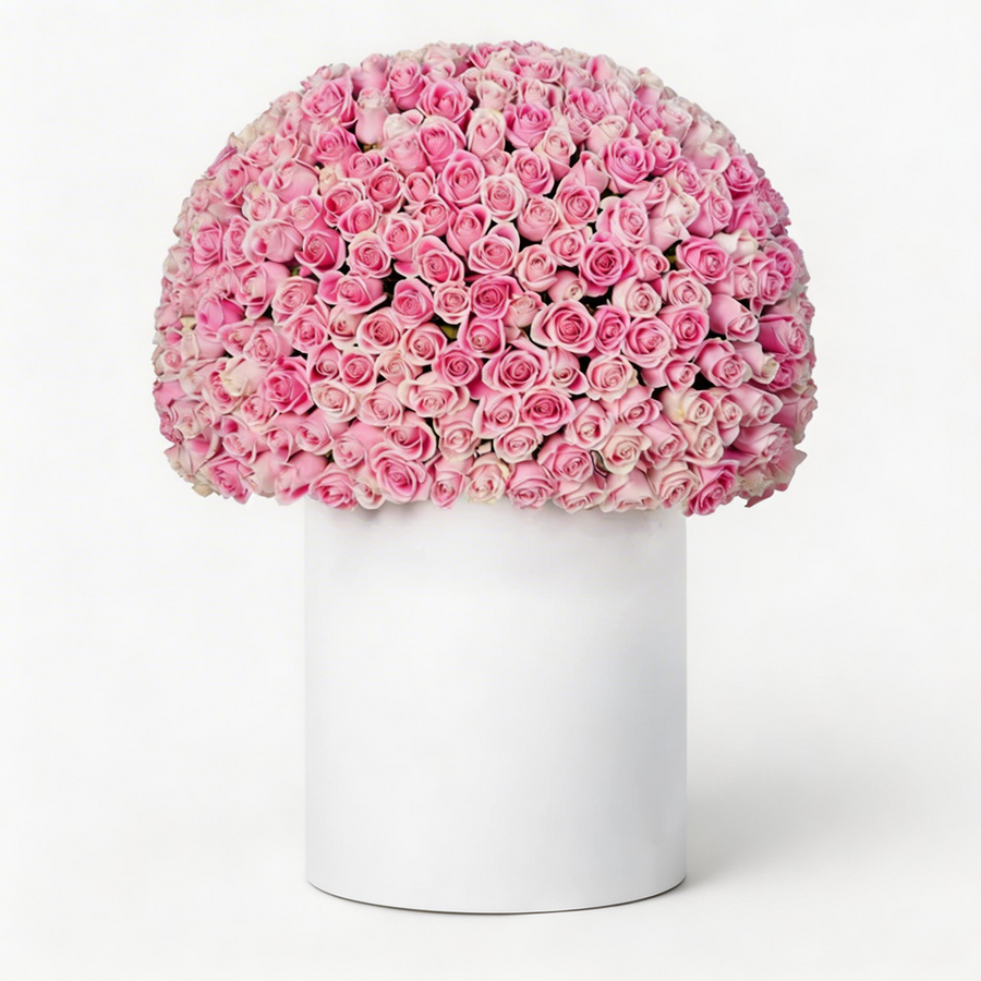 500 Pink Roses Grand Hatbox Arrangement