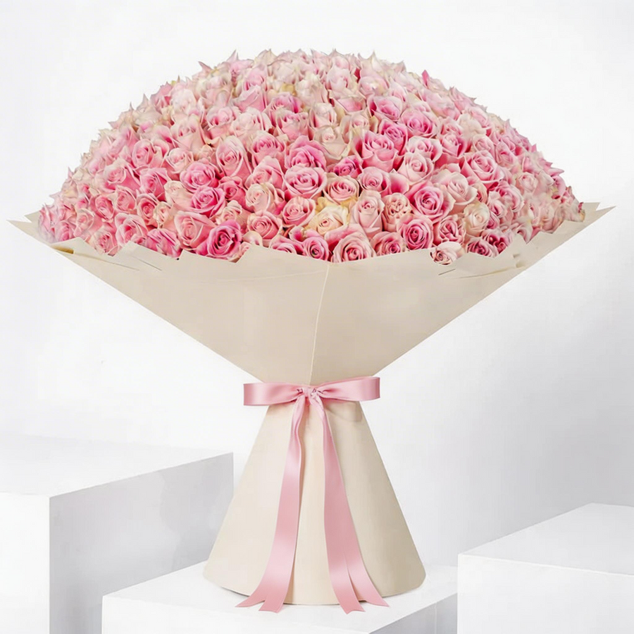 Elegant Bouquet of 365 Fresh Pink Roses – Symbol of Everlasting Love