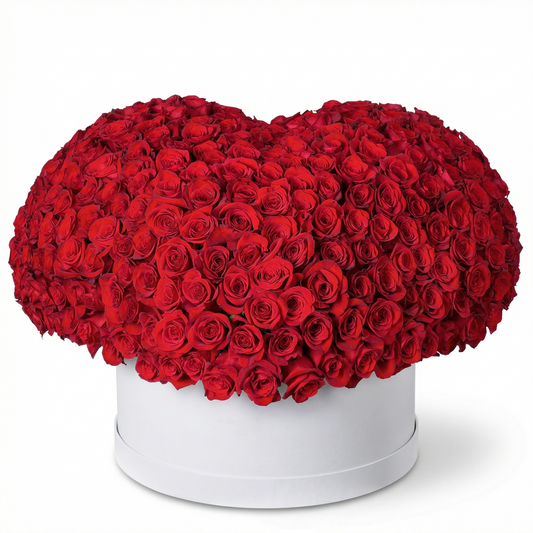 XXL 3D Heart Rose Arrangement in Signature Hatbox