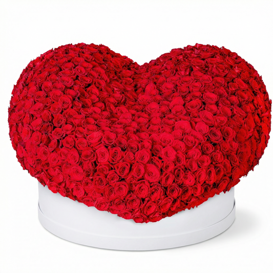 Grand 3D Heart Rose Arrangement in XXXL Hatbox