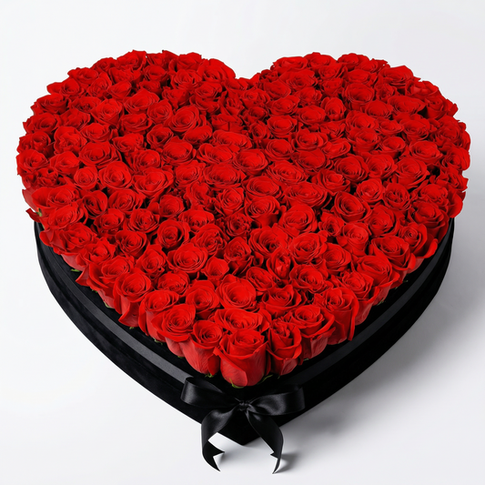 XL Red Rose Heart Box – 180 Roses Luxury Floral Arrangement (60 cm)