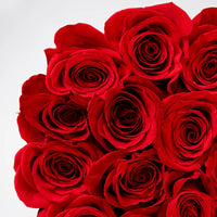 Luxury Red Rose Hatbox Arrangement with Classic Black Ribbon