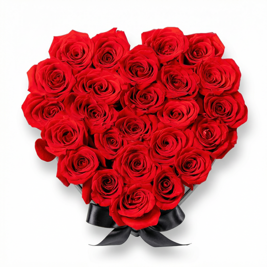 Elegant Red Heart Floral Box Arrangement – Heart-Shaped Flower Display