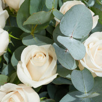 Elegant Hand-Tied Bouquet of 50 Long-Stemmed White Roses