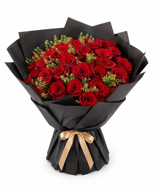 25 Red Roses Bouquet,  Red Roses Bouquet, Premium Fresh Roses, Same Day Flower Delivery Kuwait, Florist in Kuwait