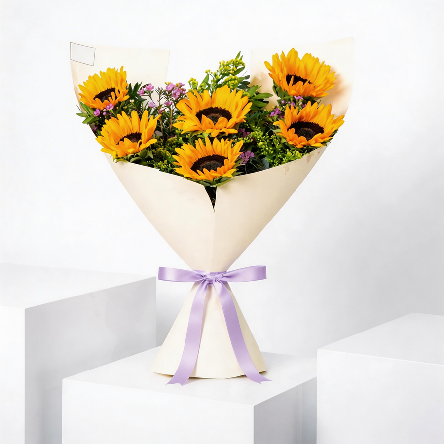 Radiant Sunflower & Wildflower Hand-Tied Bouquet