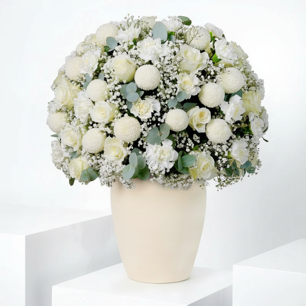Elegant Pearl White Ceramic Vase Floral Arrangement