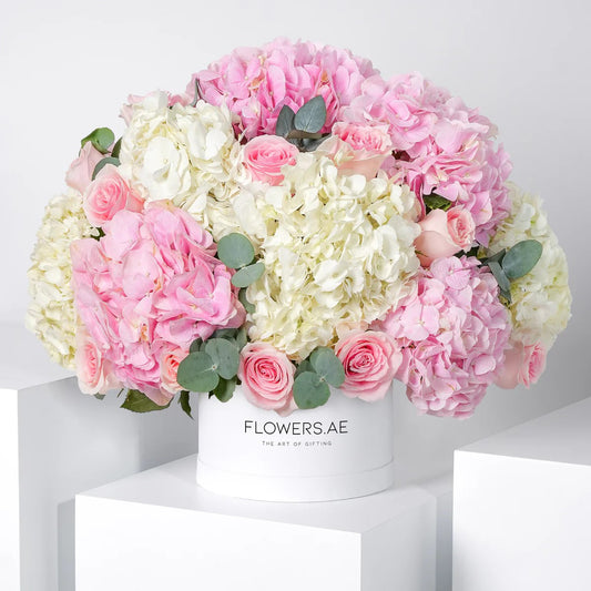 Blush Pink & White Hydrangea Luxury Flower Box