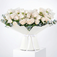 Elegant Hand-Tied Bouquet of 50 White Roses for Birthday Celebration