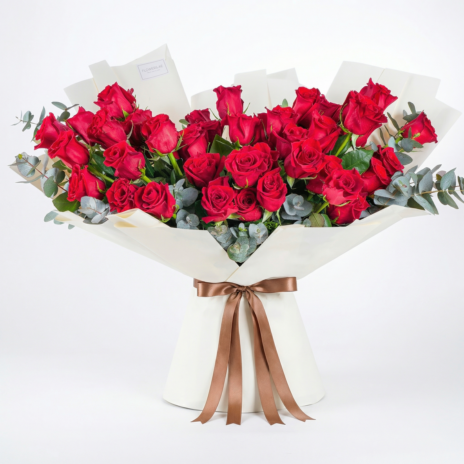 50 Long-Stem Red Roses Hand-Tied Bouquet for Birthday and Special Occasions