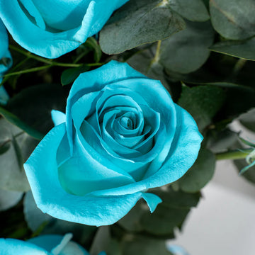 Elegant Blue Roses Bouquet – 50 Long Stem Premium Roses Arrangement for Birthday Gift